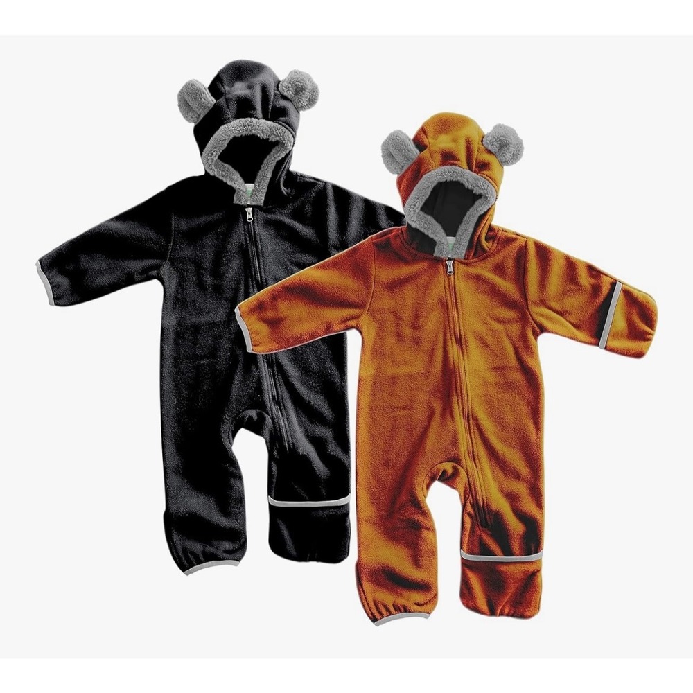 NEW Cuddle‎ Club 2 Fleece Bunting Suits 0-3M Brown Bear & Black Bear Cub